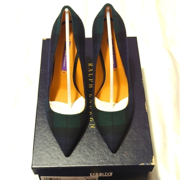 Ralph Lauren Celia Black Watch Tartan Pumps Women's Size 6/36 B Black Mu Tartan. - Picture 1 of 13